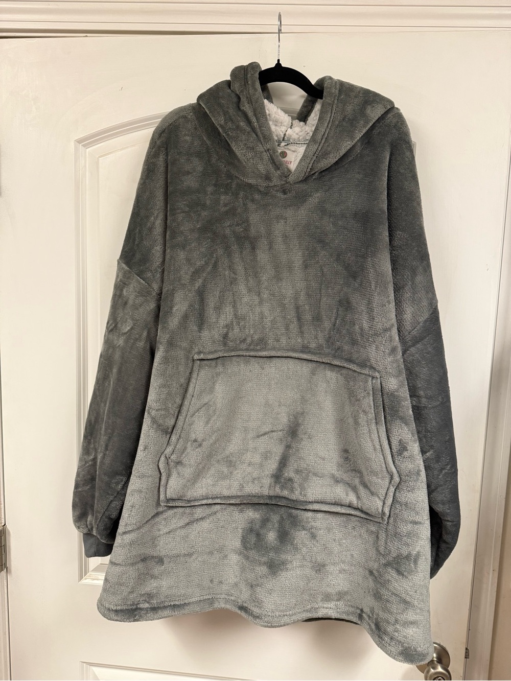 Marleylilly Gray Sherpa Fleece Oversized Hooded Blanket Sweatshirt